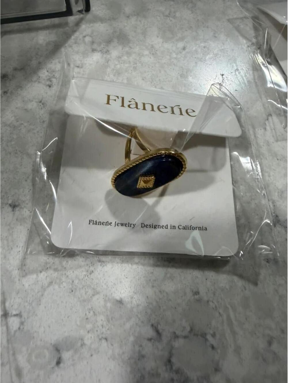 Adjustable Tarnish Free Lapis Lazuli Stone Statement Ring